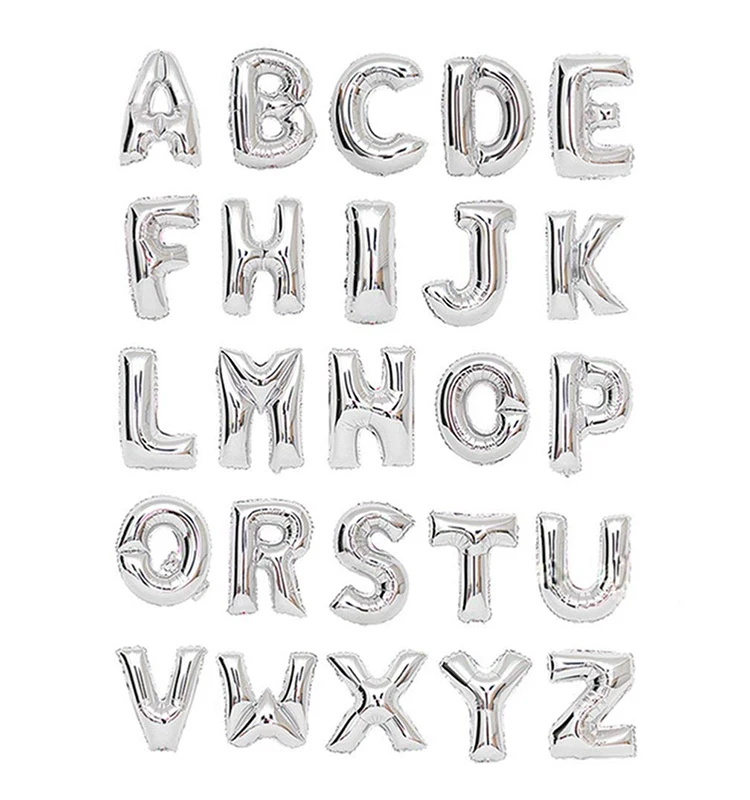 silver letter balloons