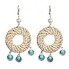 Vintage multi-layer alloy shell with pearl rattan braid earrings seaside resort beach wind earrings