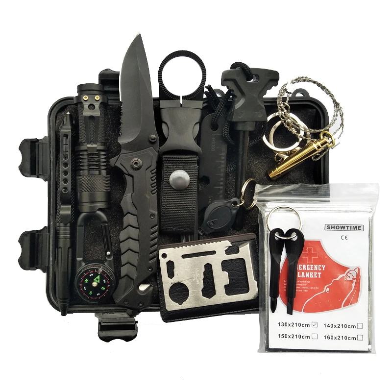 Outdoor Tactical Tools Survival Gear Kits 13 In 1 Apply To Emergency
