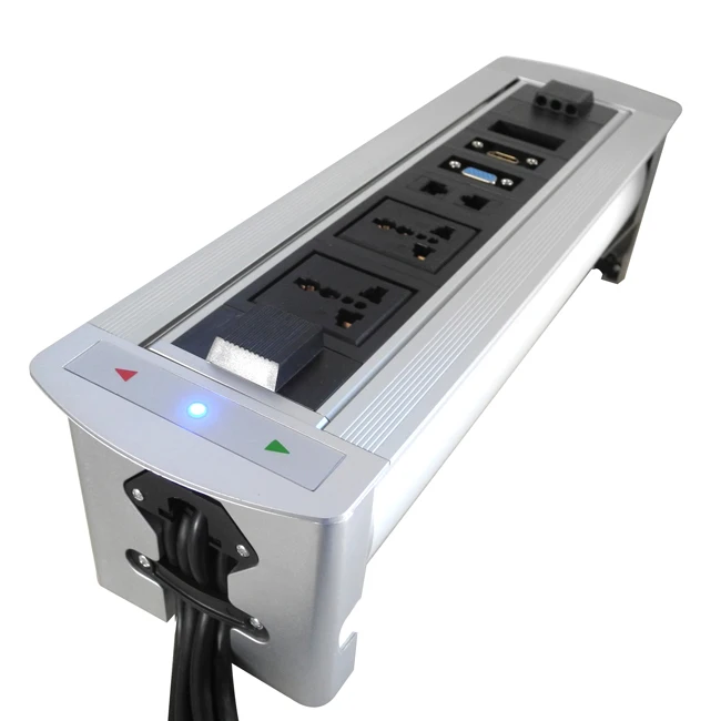 Conference Tabletop Hidden Desk Electric Rotating Power Outlet Box ...