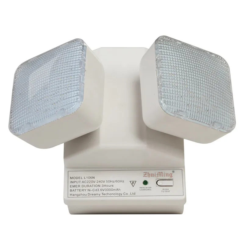 6W Twin Spot Emergency Light with 3.6V/3.0Ah Ni-Cd Battery and IP20 Rating
