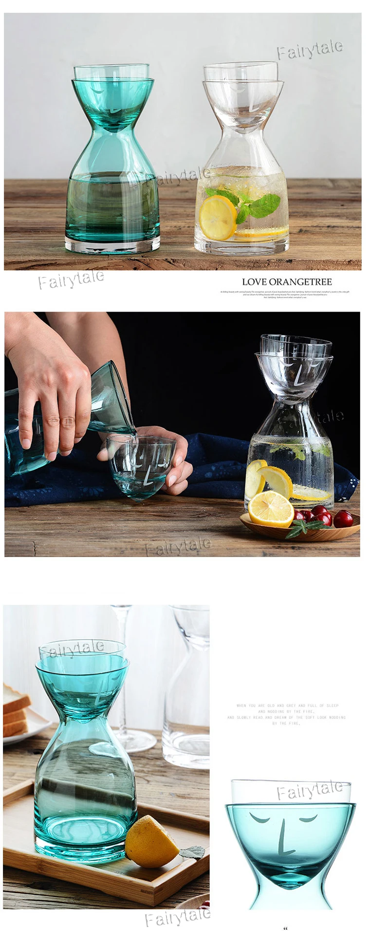 Nordic Style Transparent Glass Pots Cup Carafe Set One Person Drinking Glass Water Pot