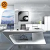 L Shape office Furniture Ceo Manager table artificial marble office table