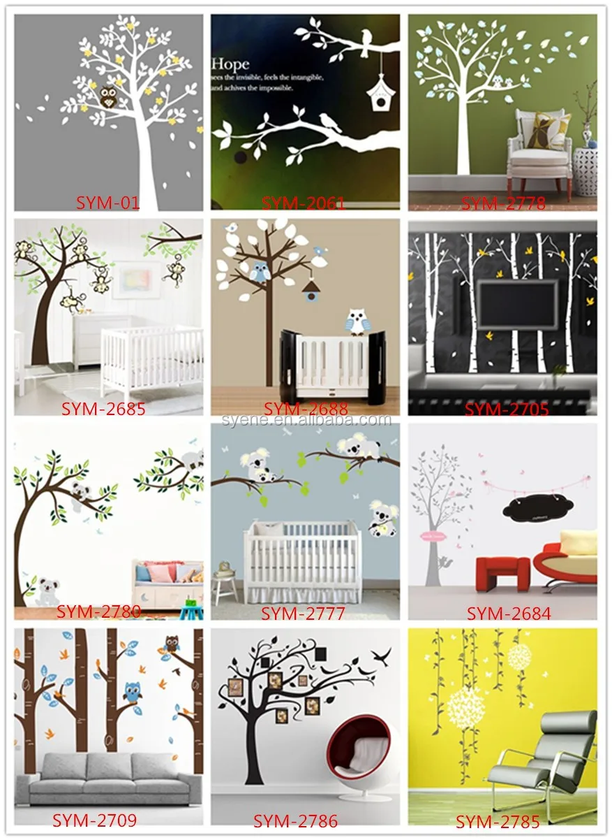 3d Kartun Hewan Vinyl Beruang Pohon Dinding Decals Stiker Rumah