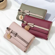 Модные женские туфли короткие женские кошельки лук кулон студентов повседневное Милые Бумажник