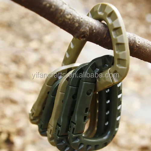 5X D-Ring Outdoor Camping Carabiner Chain Snap Clip Hook Plastic Buckle Key 