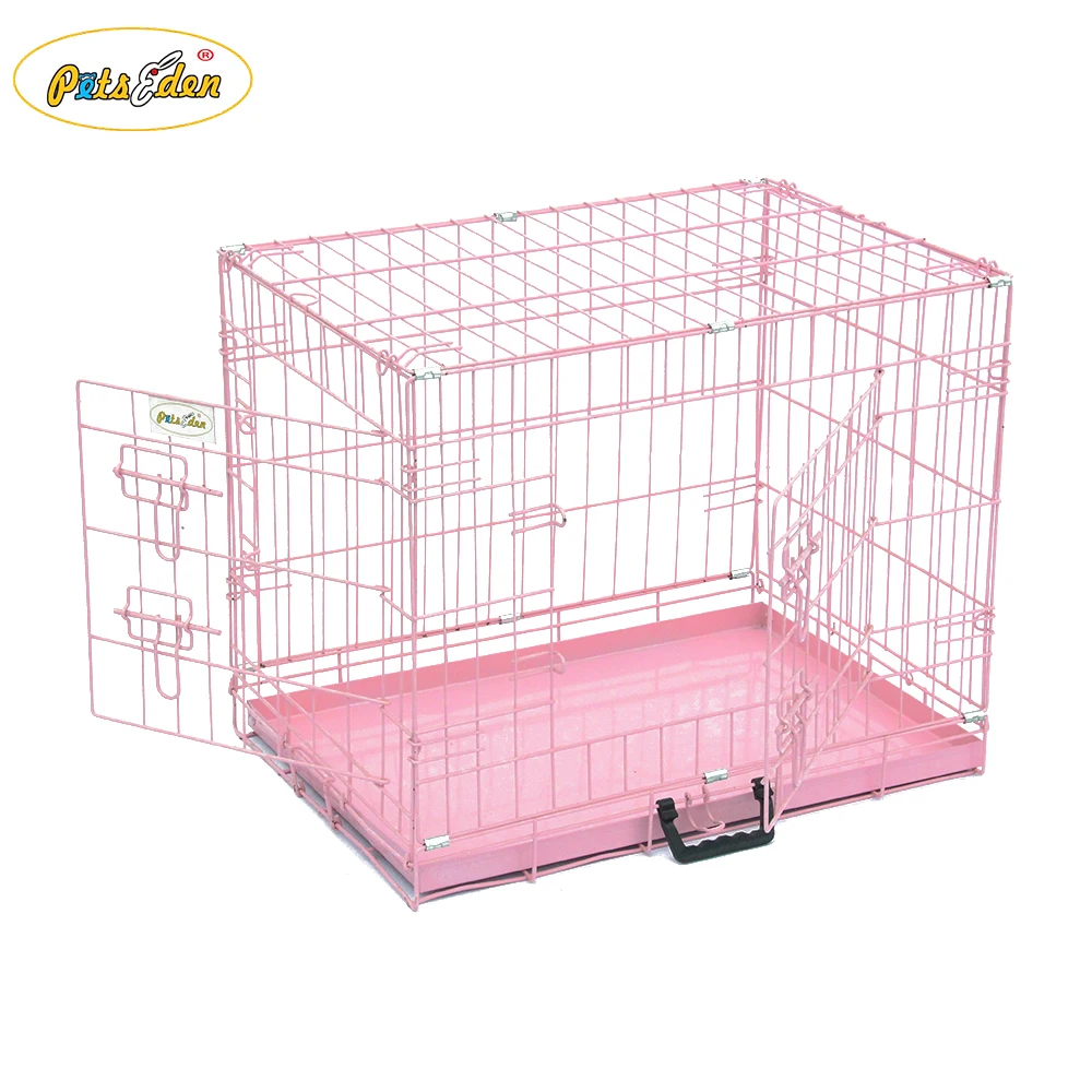 Foldable Collapsible Wire Dog Cage Pet Dog Kennel Crate Pink Different
