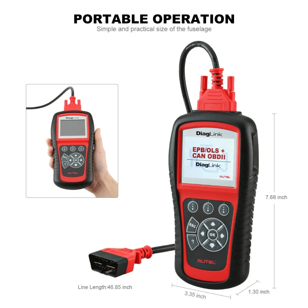 Autel Diaglink Obdii/eobd Auto Diagnostic Code Reader Scanner Tool With Ols,Epb,Abs,Oil Service