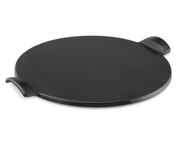 Round Black Ceramic Baking Pizza Stone Oven Stone Set - Buy Pizza Stone ...