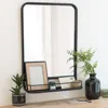Mirror factory ningbo iron frame bathroom entry wall mirror shelf retro muebles de espejo precios