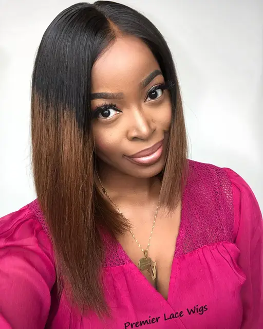 Kim K Ombre Asymmetrical Bob Cut Ombre Human Hair 360 Lace Frontal