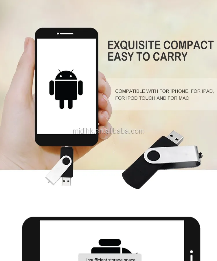 Hot Selling 2 in1 OTG Micro USB Flashdisk Memory Stick 2.0 3.0 Swiveling Flash Drive Promotion Gift with Customized Logo - ANKUX.COM