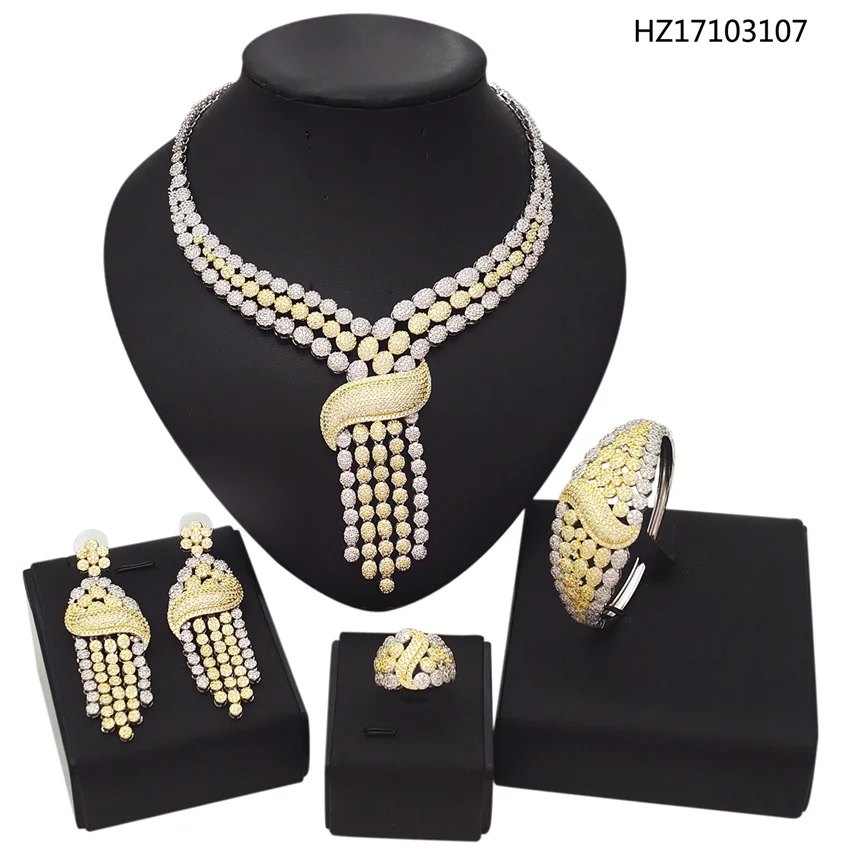 Cubic Zirconia Jewelry Set Women Bridal Jewely Nigeria Wedding Jewelry