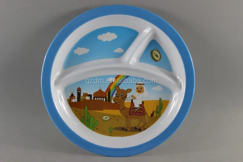 8.5" Melamine 3 Divide Plate, 100% Melamdine Section Plate