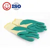 Green rubber palm safety latex coated work gloves