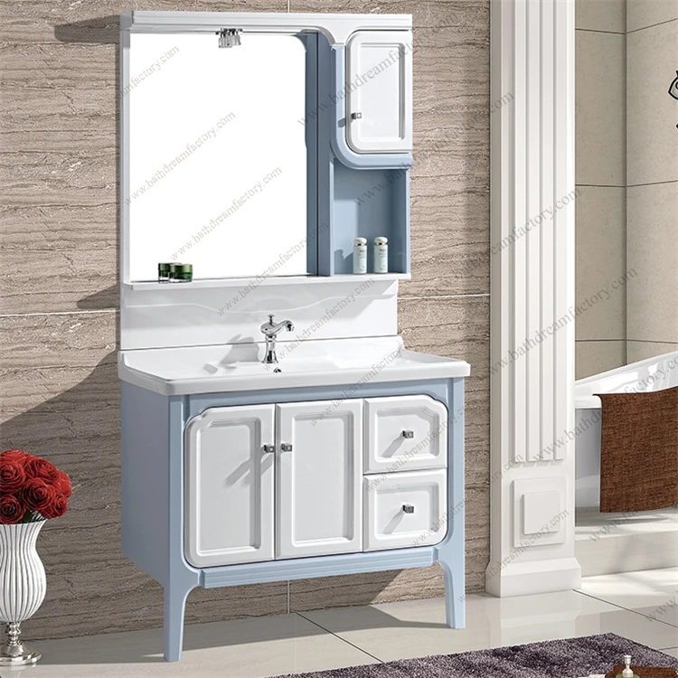 2017 New Free Standing PVC Bathroom Cabinet Vanity with Side Cabinet