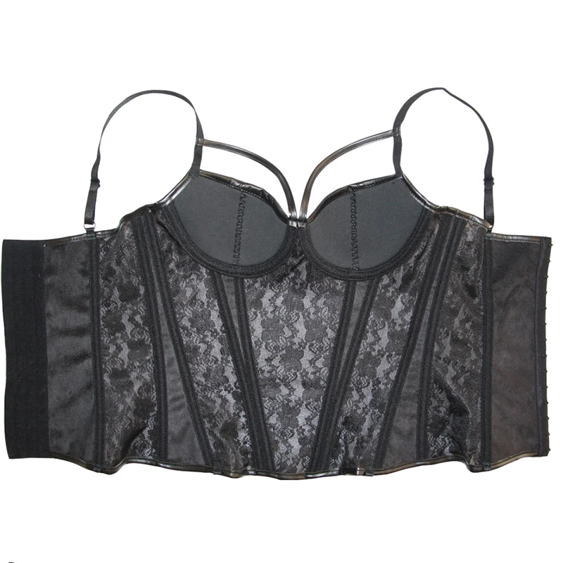 HKRXEC Lace Panel Corset Bustier Top with Straps