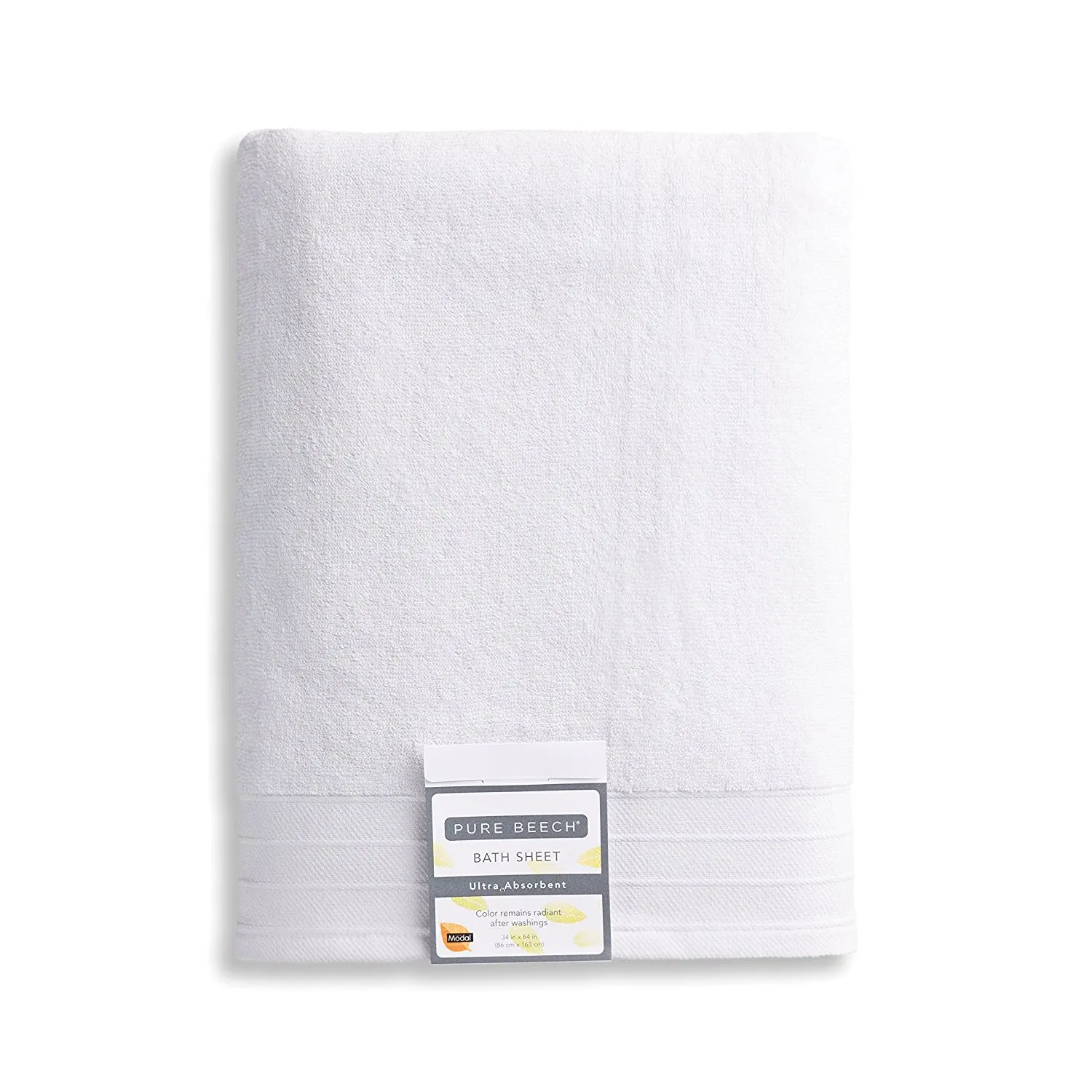 Pure Beech 2-Piece Bath Sheet Towel Set – Cotton Modal Blend - Hotel Quality, Bright, Super Soft and Highly Absorbent - White