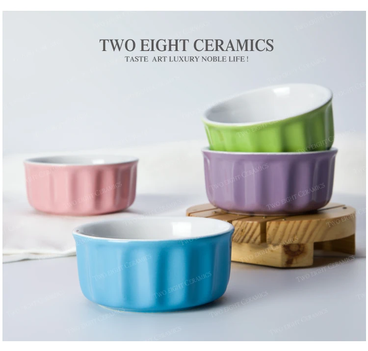 wholesale candy color ramekin bowl ceramics dessert bowl ice cream bowl
