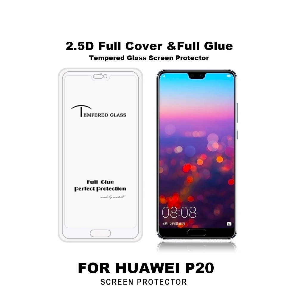 Tempered Glass Screen Protector for Huawei P20 / 9H 2.5D Full Cover & Full Glue film for Huawei P20