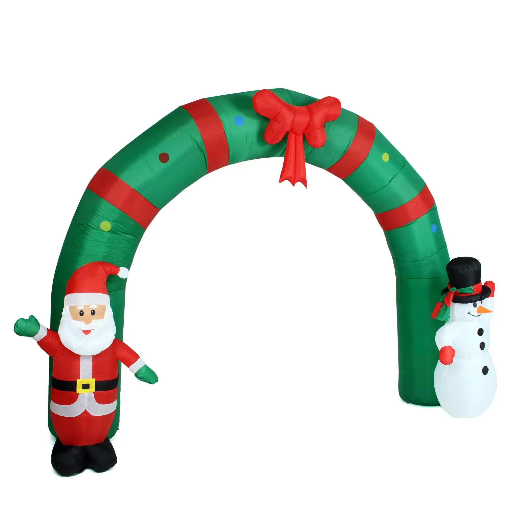 Hot Sale Lighted Christmas Inflatable Santa And Snowman Arch With Bow ...