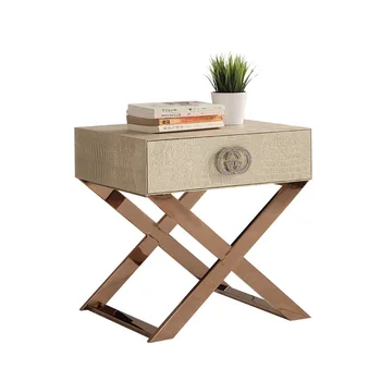 Fo417 Contemporary Modern Silver Stainless Steel Black White Gold Fo417 Contemporary Modern Silver Stainless Steel Black White Gold Leather Night Stand Bed Side Table