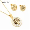 Mexico Hot Sale Stainless Steel Gold Plated Hippie Christian Bulk Little Life Tree Jewelry Set