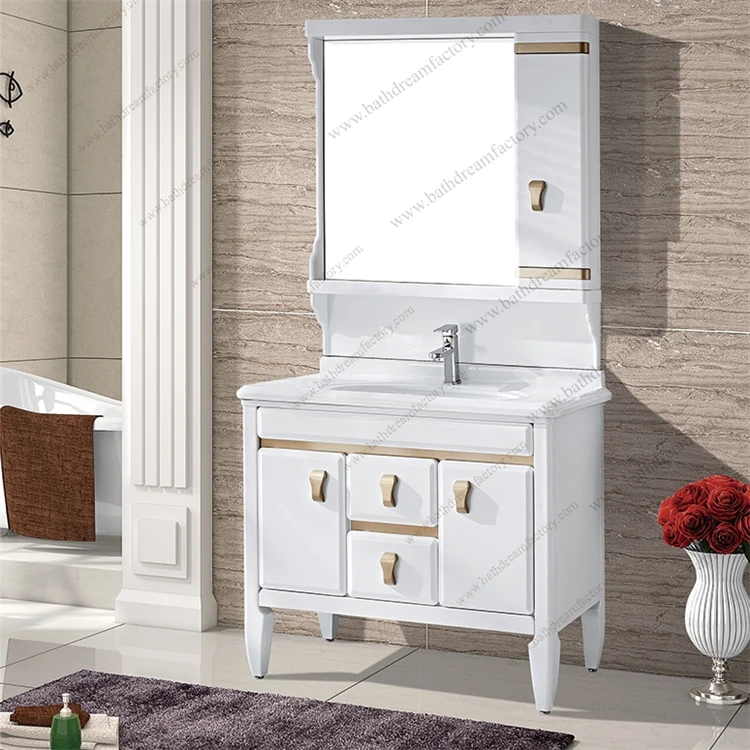 2017 New Free Standing PVC Bathroom Cabinet Vanity with Side Cabinet