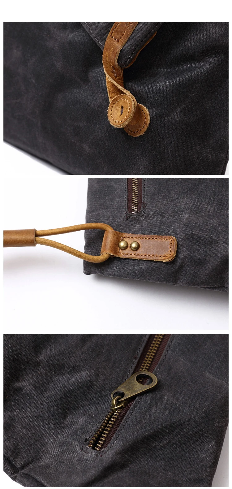 Water proof vintage waxed canvas leather trim leisure ladies brand crossbody shopping shoulder hand bag handbag for women