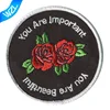 Sew on customized embroidered " You are Important" rose flower clothing patches
