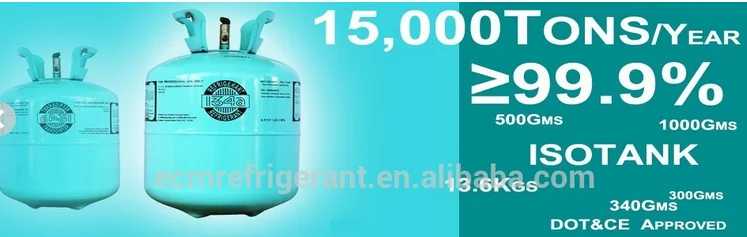 Refillable cylinders r134a refrigerant gas high purity 99.9% CE /EU