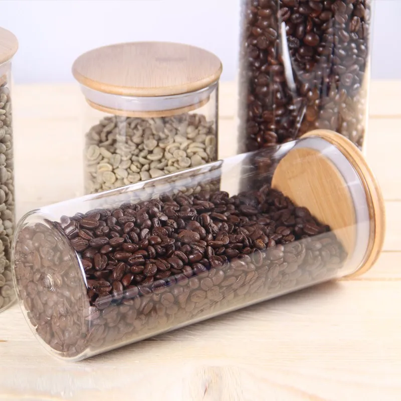 Glass Jar Borosilicate Canister With Bamboo Lid And Silicone Sealing