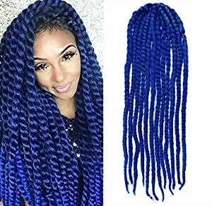 1packs Lot X Pression Ultra Braid Hair 24 Inches Nigeria Usa Blue Color Crochet Braid Hair Extensions Braids Havana Mambo Twist Style Cuban Uf532 24 Inches