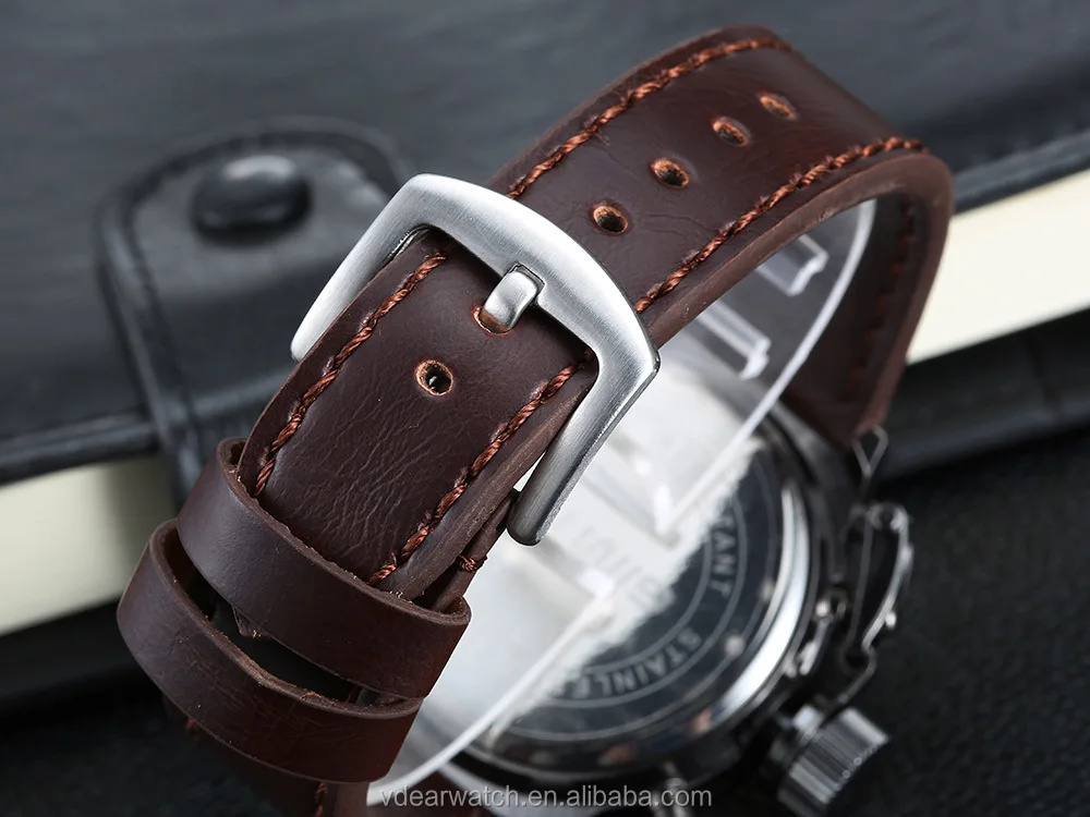 Multifunction timepiece leather brands sports wrist watches cool watches men with alarm