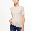 Stylish women wool mixed round neck short sleeve 16GG basic thin pullover sweater