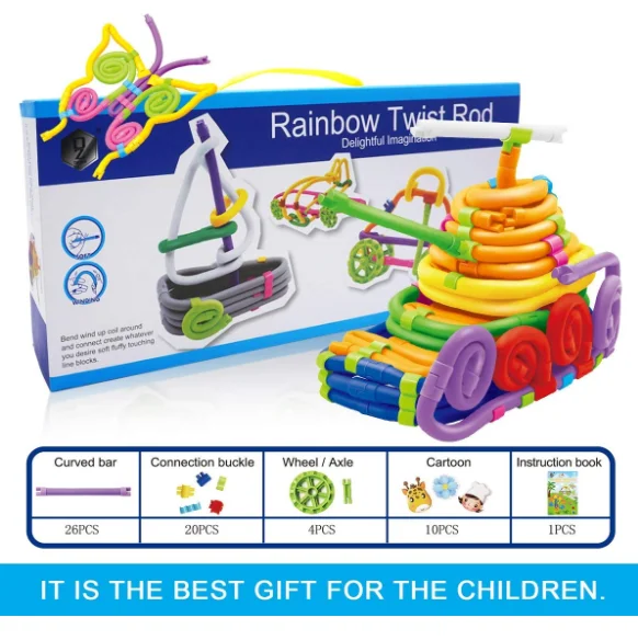 Newest Flexible Sticks Folding Rainbow Twist Rod Soft Winding Toy