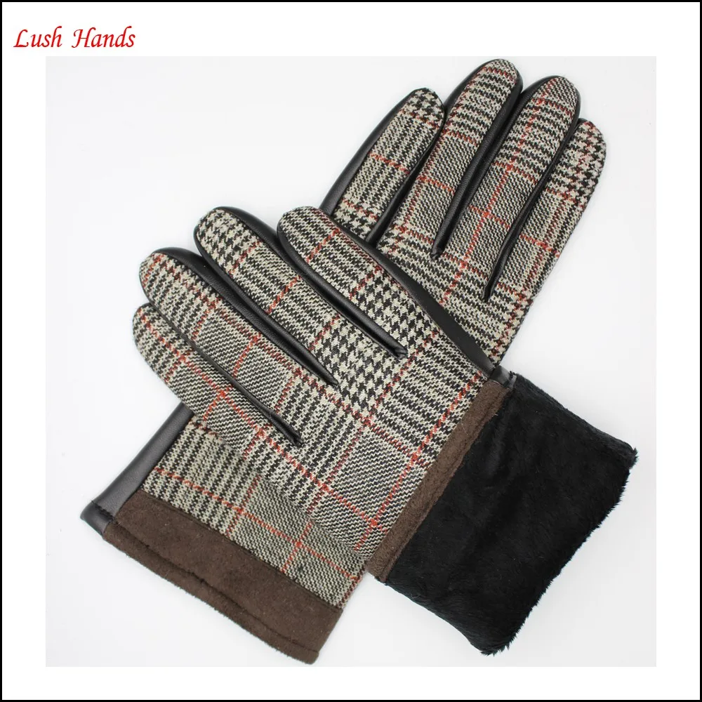 cheap women's beautiful gift houndstooth fabric gloves lining polyesther