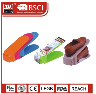 haixing hot selling popular folding collapsible plastic shoe rack with double deck