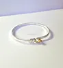 Two Tone Top Hook Knot Silver Bangle Bracelet custom fine quality jewelry