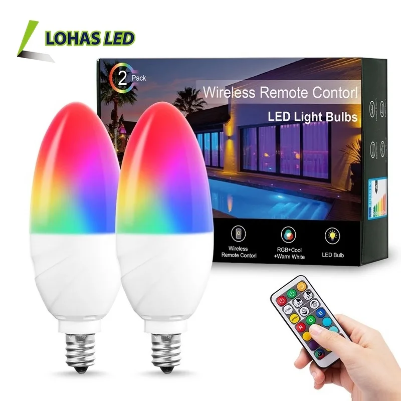 Cheapest 5W E12 E14 Candelabra Color Changing Light Bulb RGBW Remote Control Bulbs