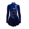 Figure Skating Dress Women's / Girls' Ice Skating Dress Blue Velvet Rhinestone Performance / Practise Skating Wear Handmade Soli