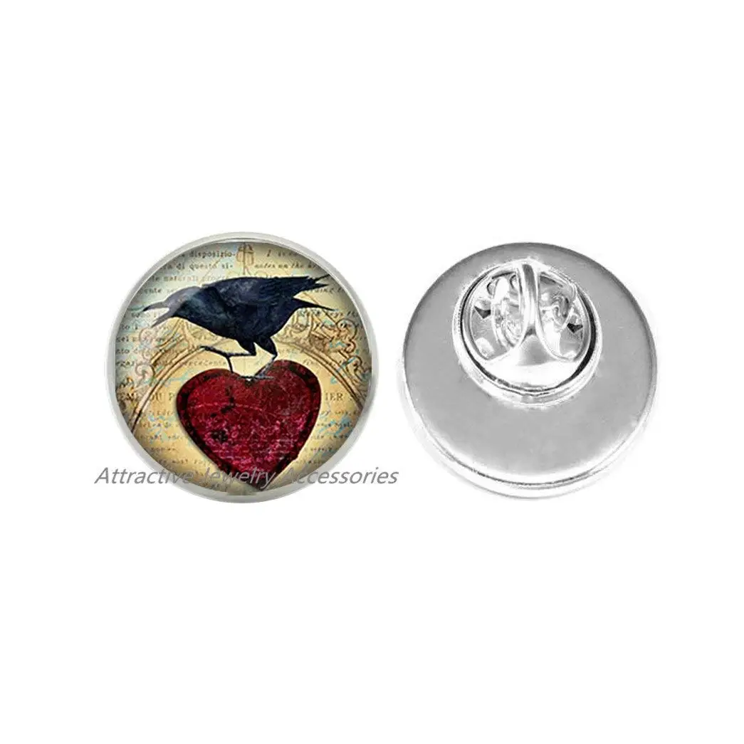 Wklo0avmg Raven Brooch Raven Jewelry Bird Nest Pin Wearabel Art Raven Raven with heart Blackbird Jewelry Raven Jewelry,QK025