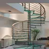 Modern Tempered Glass Railing Metal Ladder Spiral Stairs