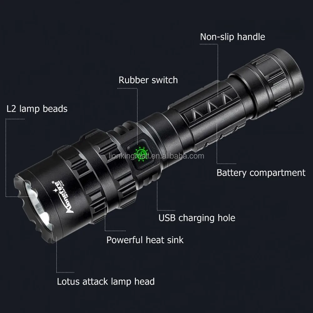 Alonefire G100 Led Tactical Flashlight Ultra Bright Usb Rechargeable