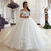 Ball Gown Wedding Dresses 2019 Princess Off the Shoulder Lace Applique Saudi Arabic Bridal Gowns With Lace up Back