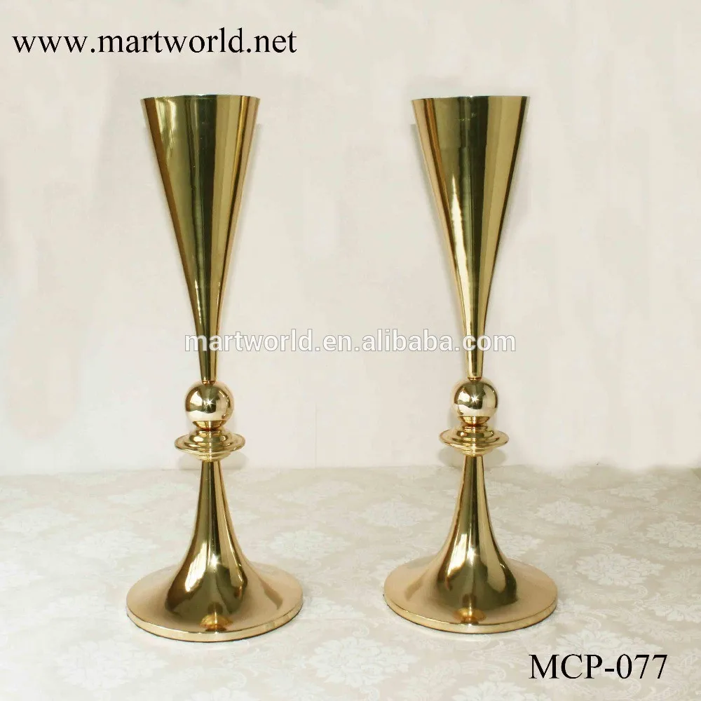 Champagne Gold Vase With Wedding Pillars Centerpiece For Wedding Flower