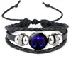 Genuine Leather Horoscope Bracelet Zodiac Sign Charm libra scorpio snap button bracelet jewelry