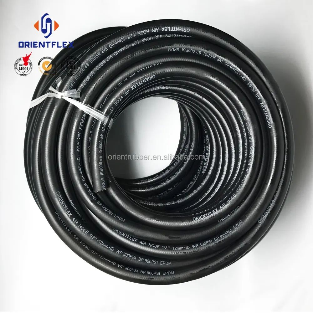 300PSI Línea de caucho negro de la manguera de aire del compresor de agua ISO2398 6mm 8mm 13mm 20 Bar