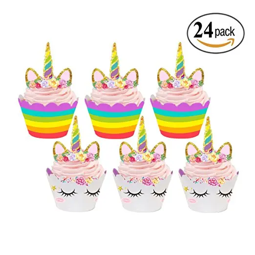 Luwu Decorations De Cupcake Lot De 24 Pieces Garniture De Cupcake Licorne Double Face Pour La Fete Des Enfants Buy Gateau Topper Pour Le Mariage Dessert Table Decor Enfant Gateau Gateau Topper Pour Filles Licorne Emballages De