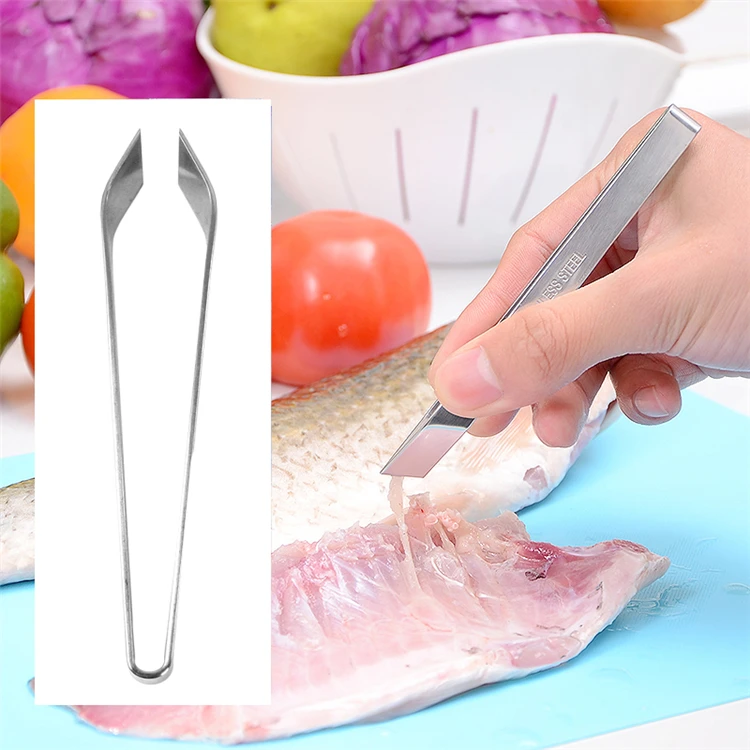 Stainless Steel Fish Pin Bone Remover Thicken Slant Tweezers Chef
